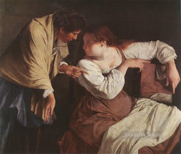 オラツィオ・ジェンティレスキ Painting - 鏡を持つ二人の女性 バロック画家 オラツィオ・ジェンティレスキ